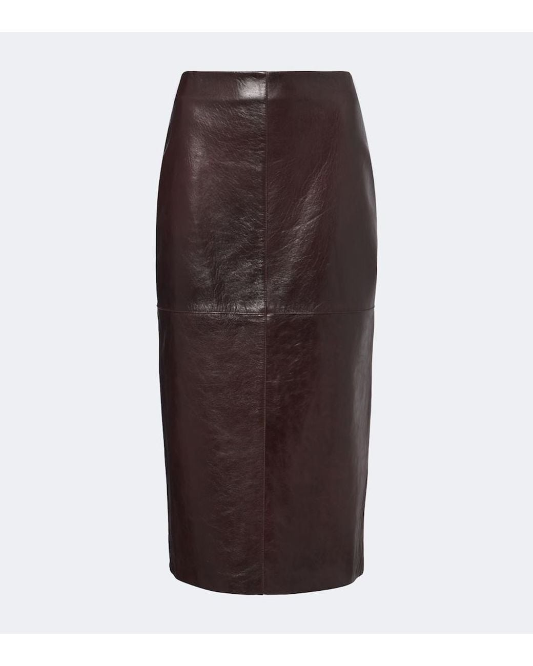Sportmax Brown Leather Midi Skirt