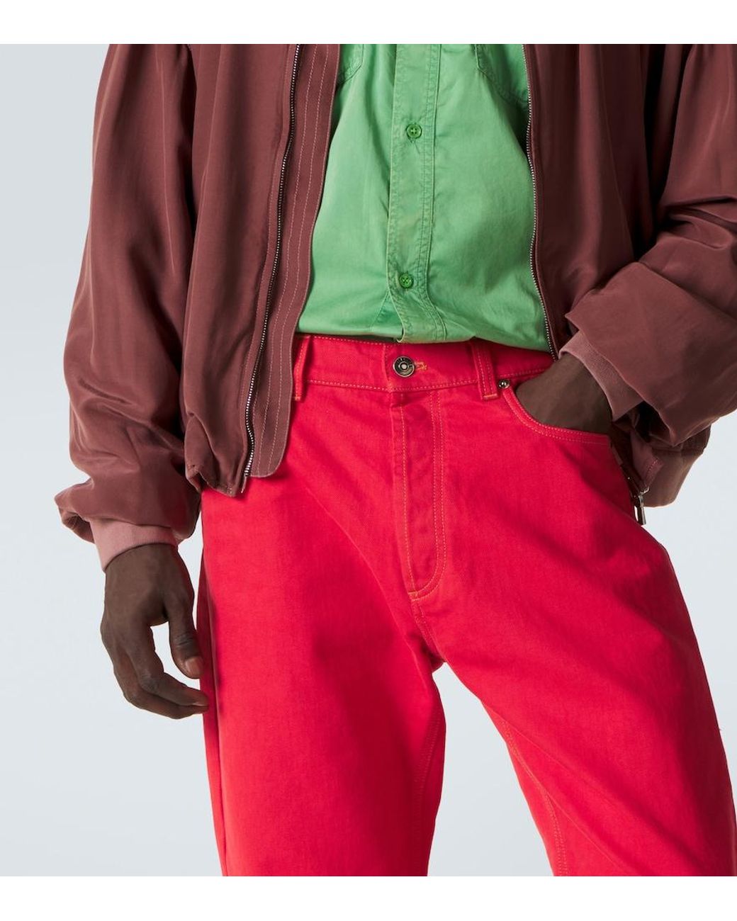 Versace Red Straight Jeans for men