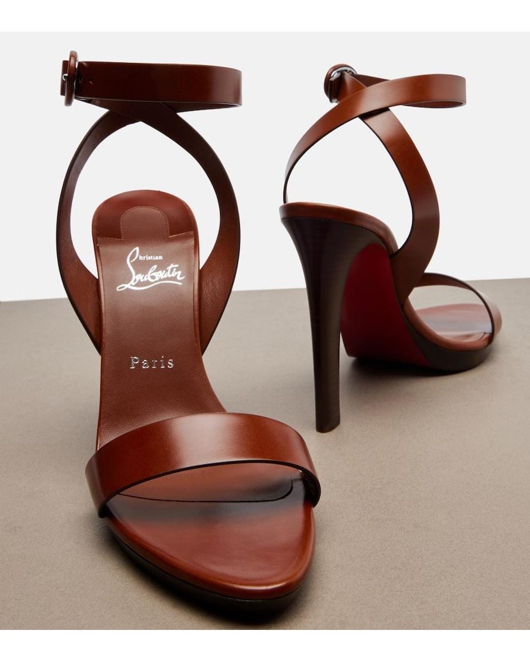 Christian Louboutin Brown Slingback-Sandalen Fanny Aus Leder