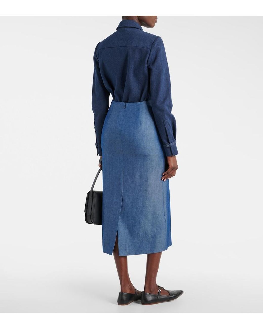 Gabriela Hearst Blue Manuela Wool And Linen Maxi Skirt