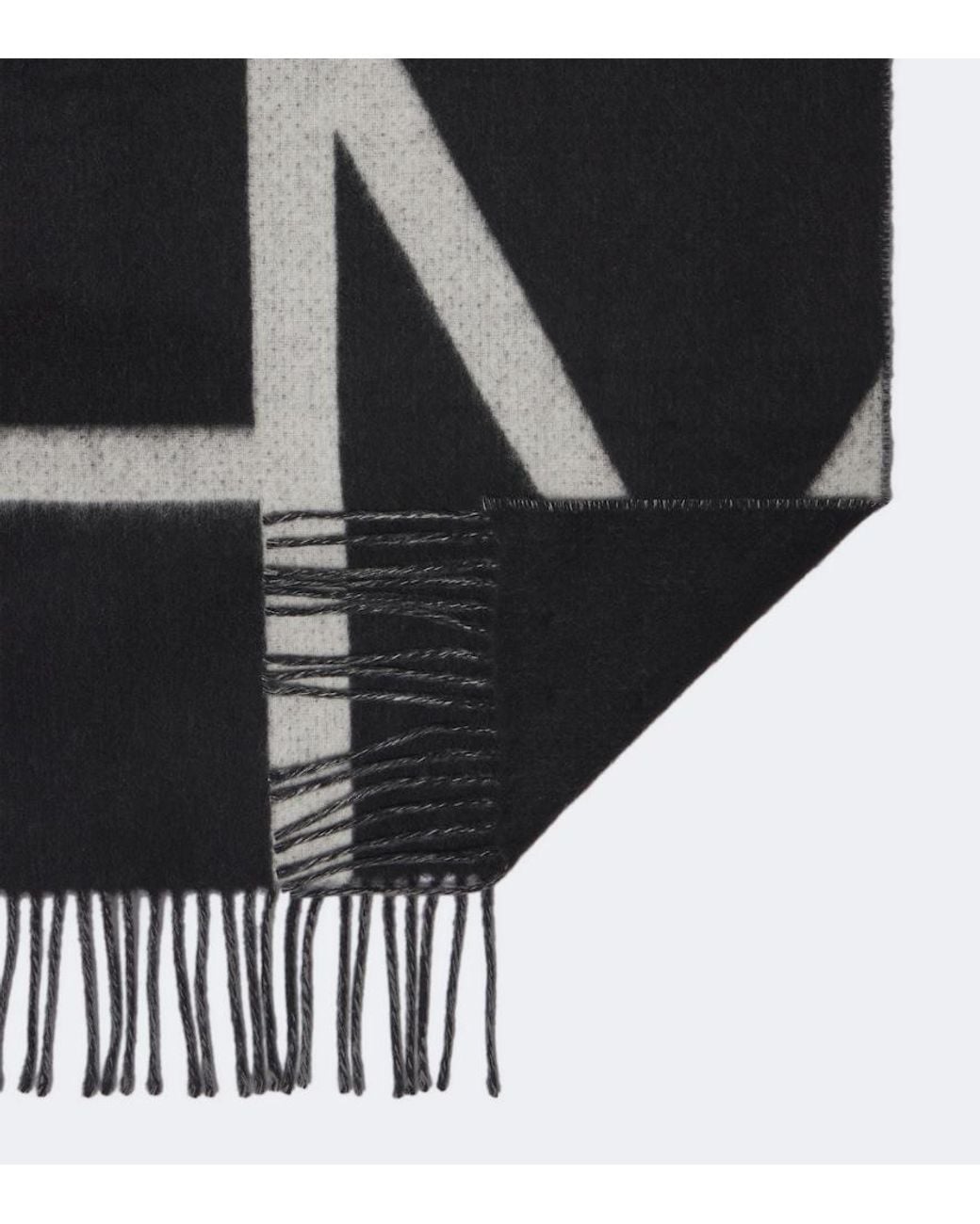 Totême Black Fringed Virgin Wool Scarf