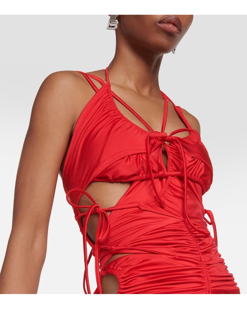 Balenciaga Patched Bikini Cutout Maxi Dress in Red | Lyst