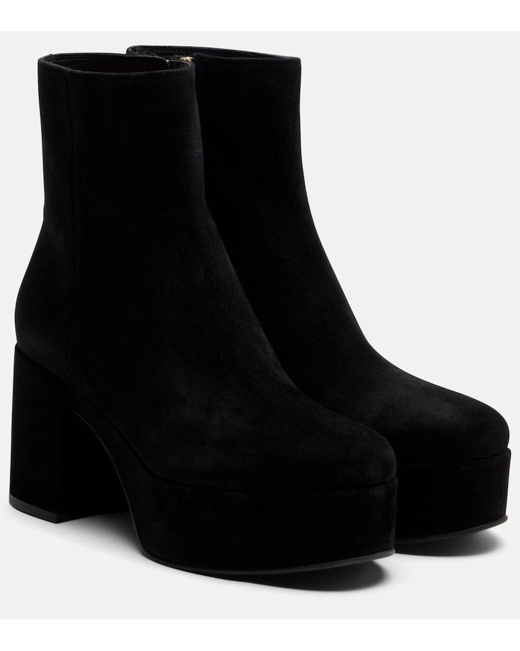 Gianvito Rossi Black Sally Suede Platform Ankle Boots