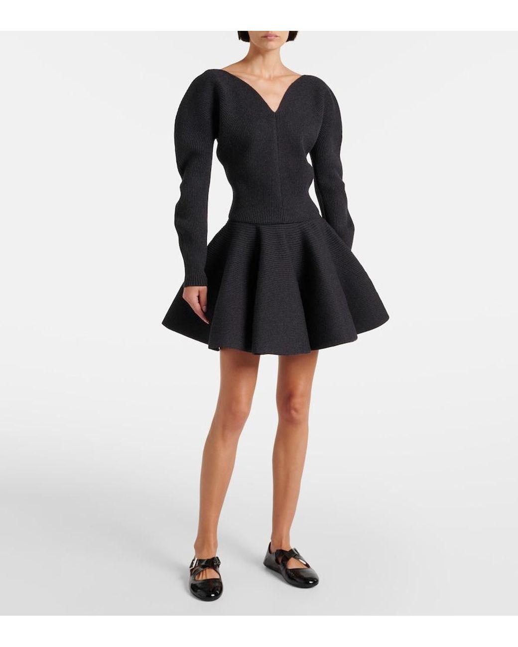 Alaïa Black Wool-Blend Miniskirt