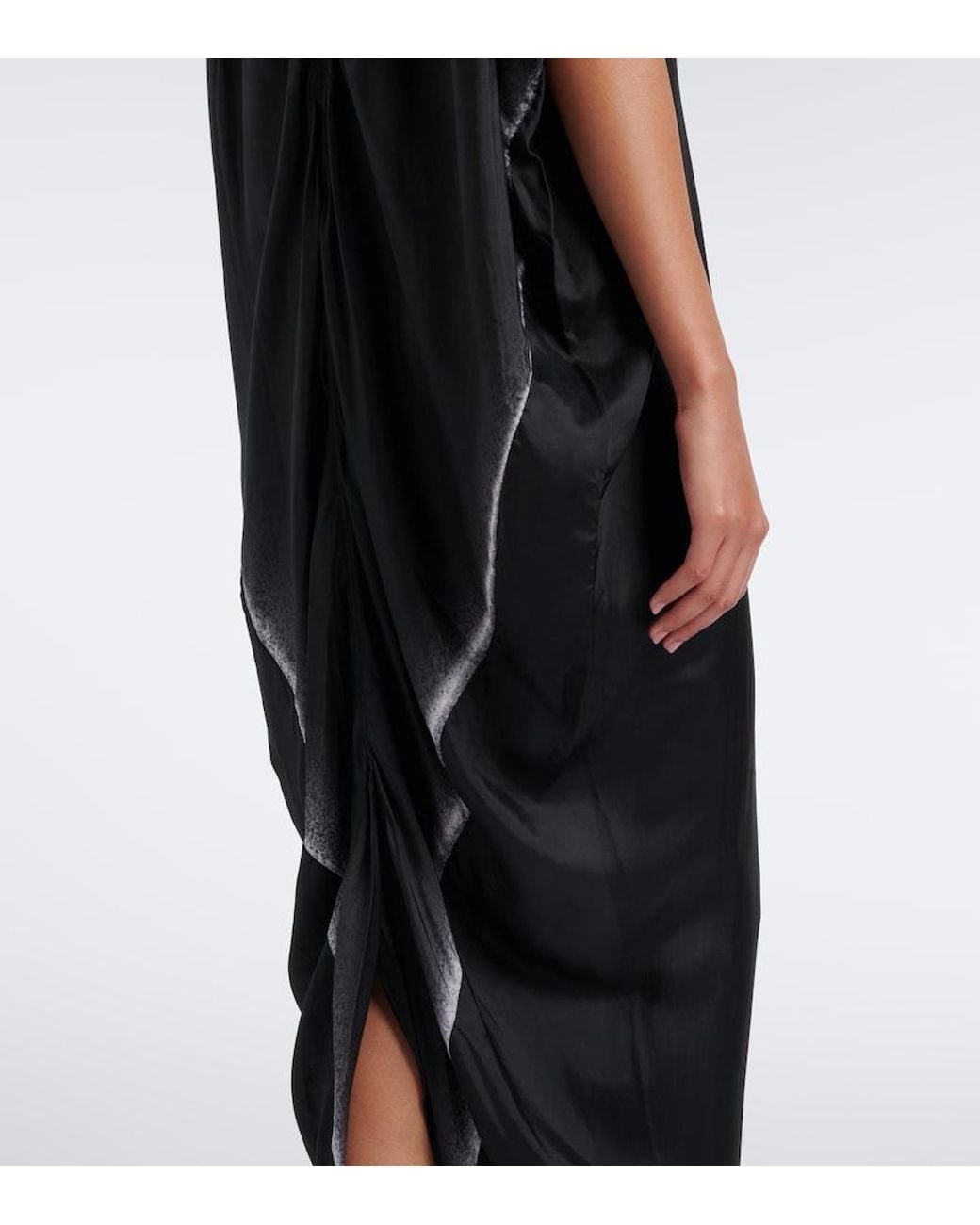 Rick Owens Black Dagger Printed Satin Maxi Dress