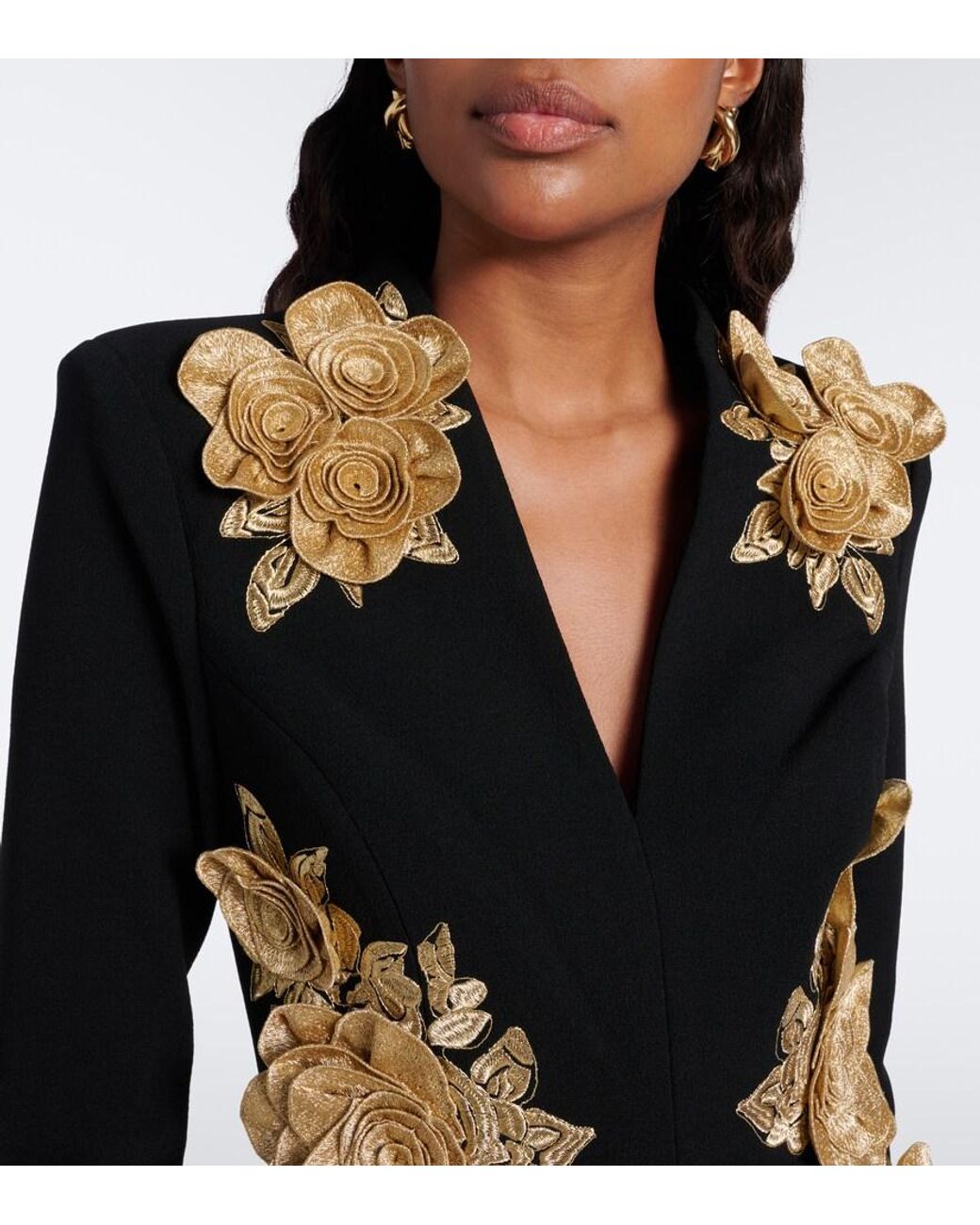 Rebecca Vallance Black Kensington Floral-Applique Gown