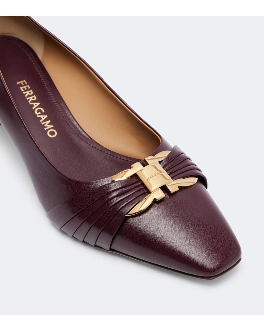 Ferragamo Brown Tillya Leather Pumps