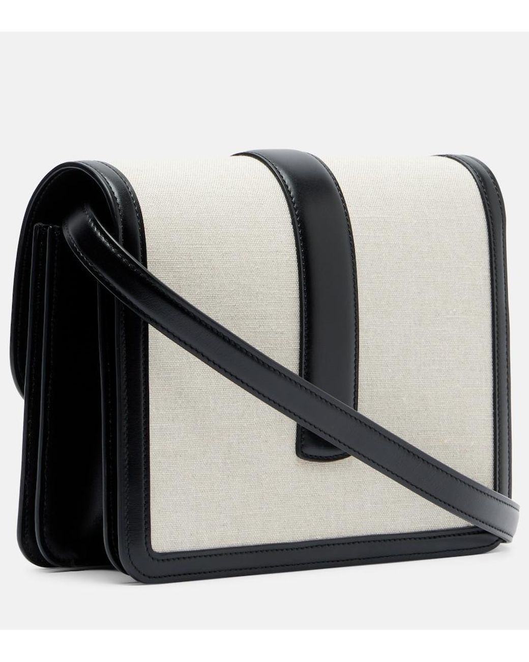Khaite Natural Blake Leather-Trimmed Canvas Crossbody Bag