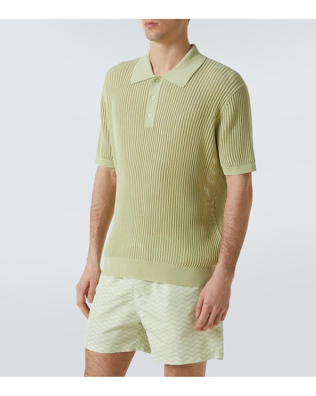 Frescobol Carioca Green Vidal Cotton-Blend Polo Sweater for men