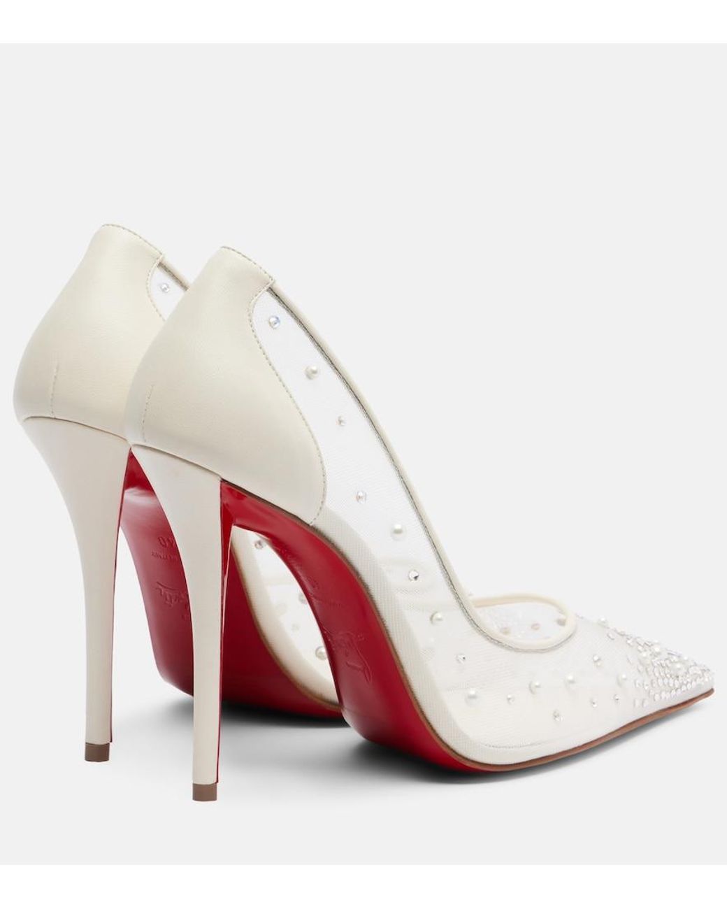 Christian Louboutin White Miss Z Degrastrass Perla 100 Mesh Pumps