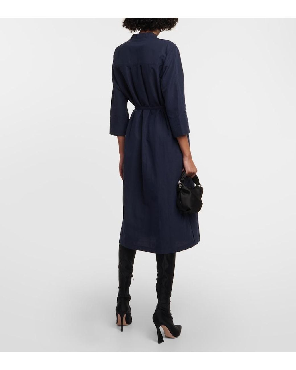 Vince Blue Cotton-Blend Midi Dress