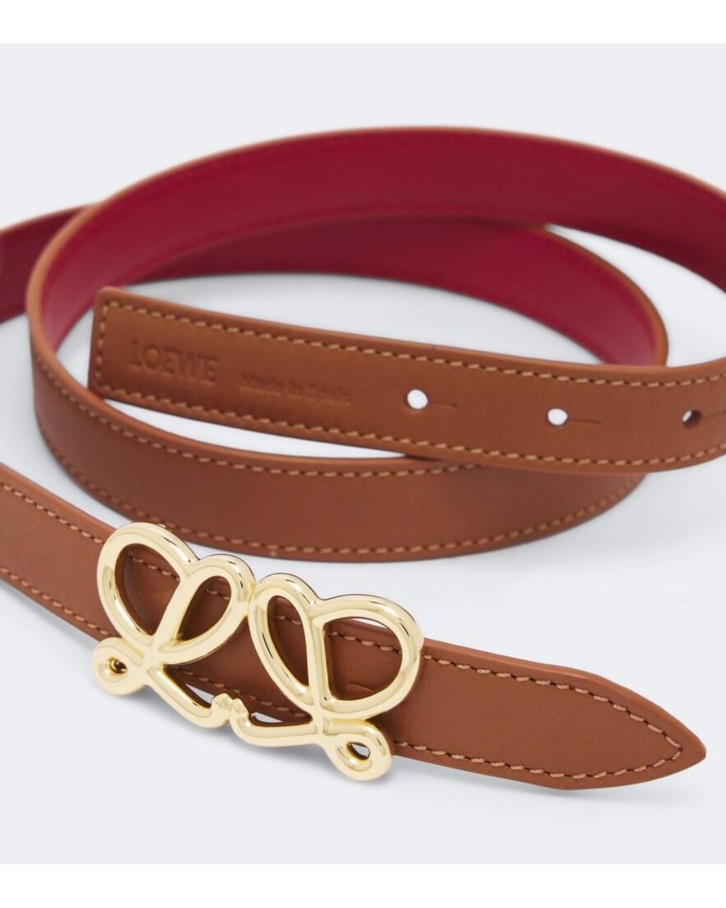 Loewe Red Double L Reversible Leather Belt