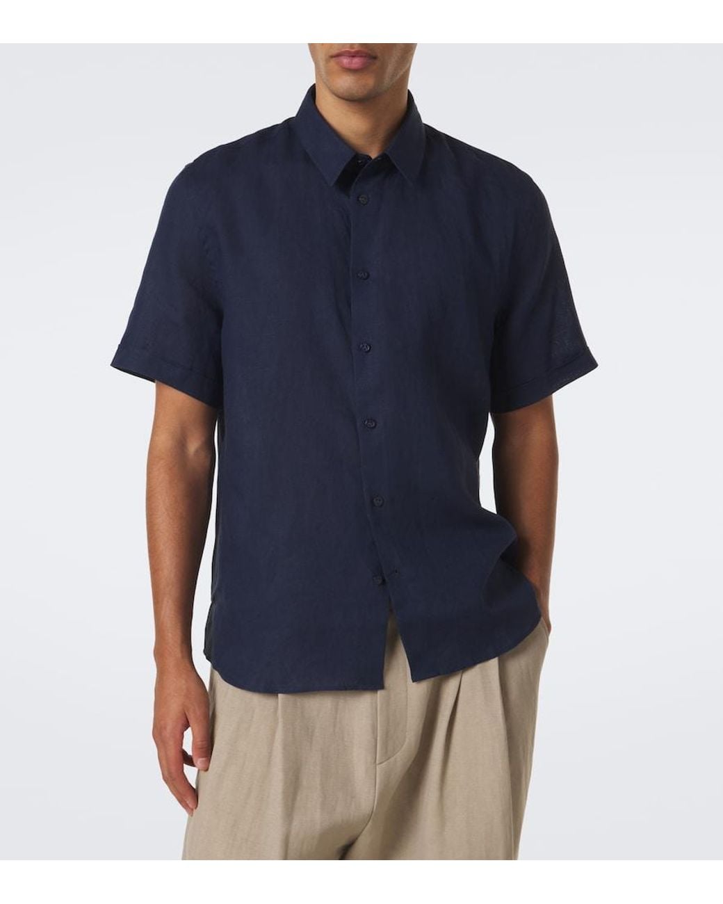 Vilebrequin Blue Courbis Linen Shirt for men