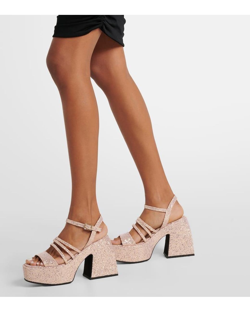 NODALETO Bulla Chibi Glitter Platform Sandals in Pink | Lyst