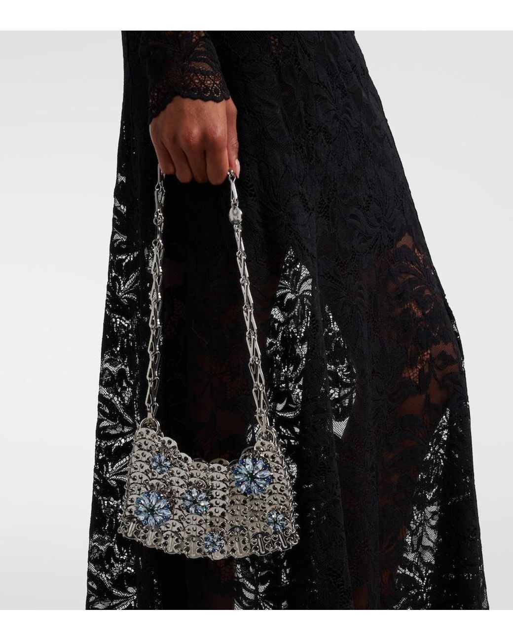 Rabanne White 1969 Nano Embellished Shoulder Bag