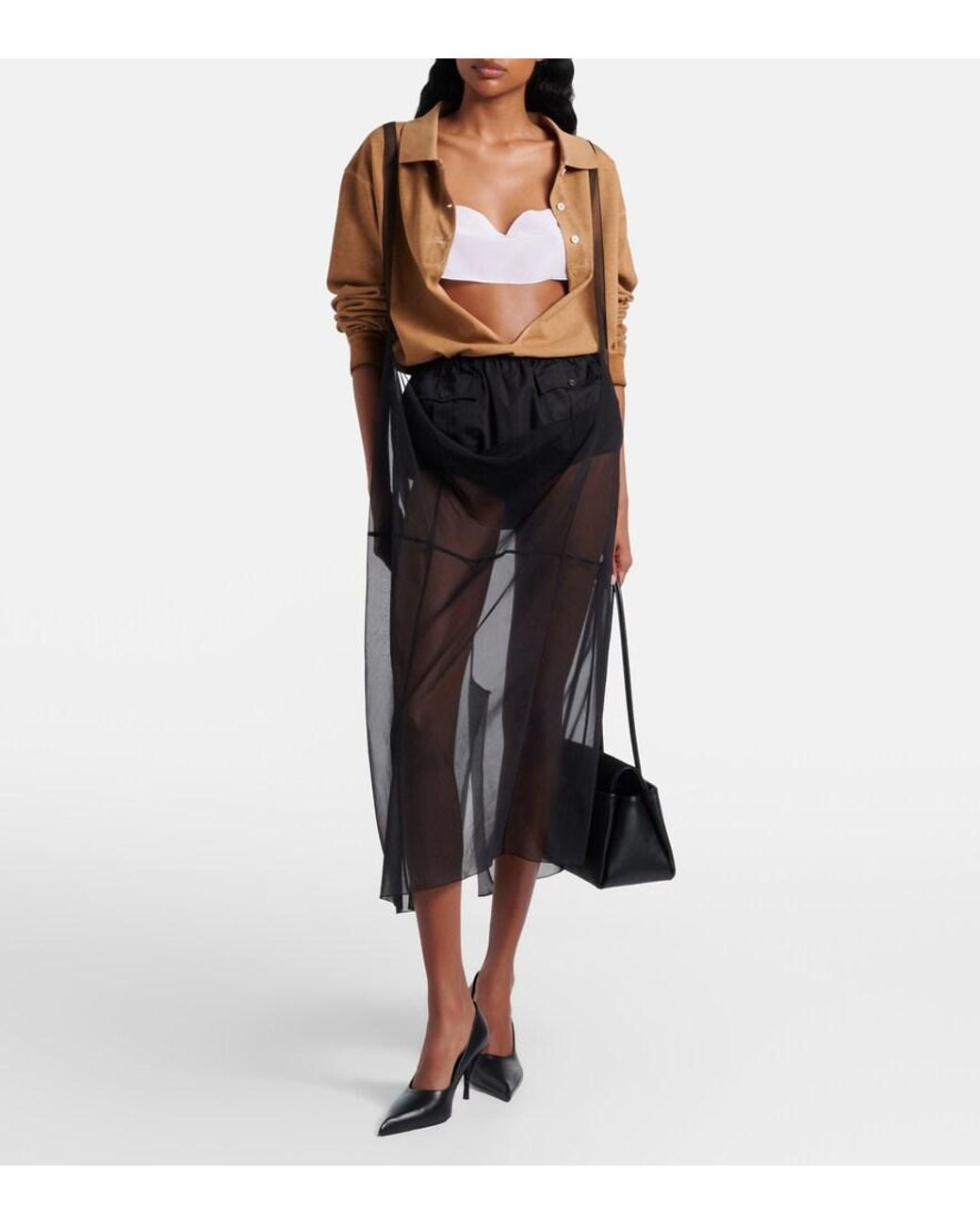 Prada White Silk Crepe De Chine Bra Top