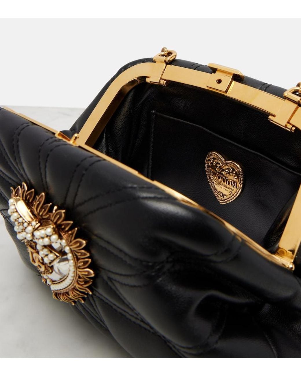 Borsa A Spalla Devotion Small di Dolce & Gabbana in Black