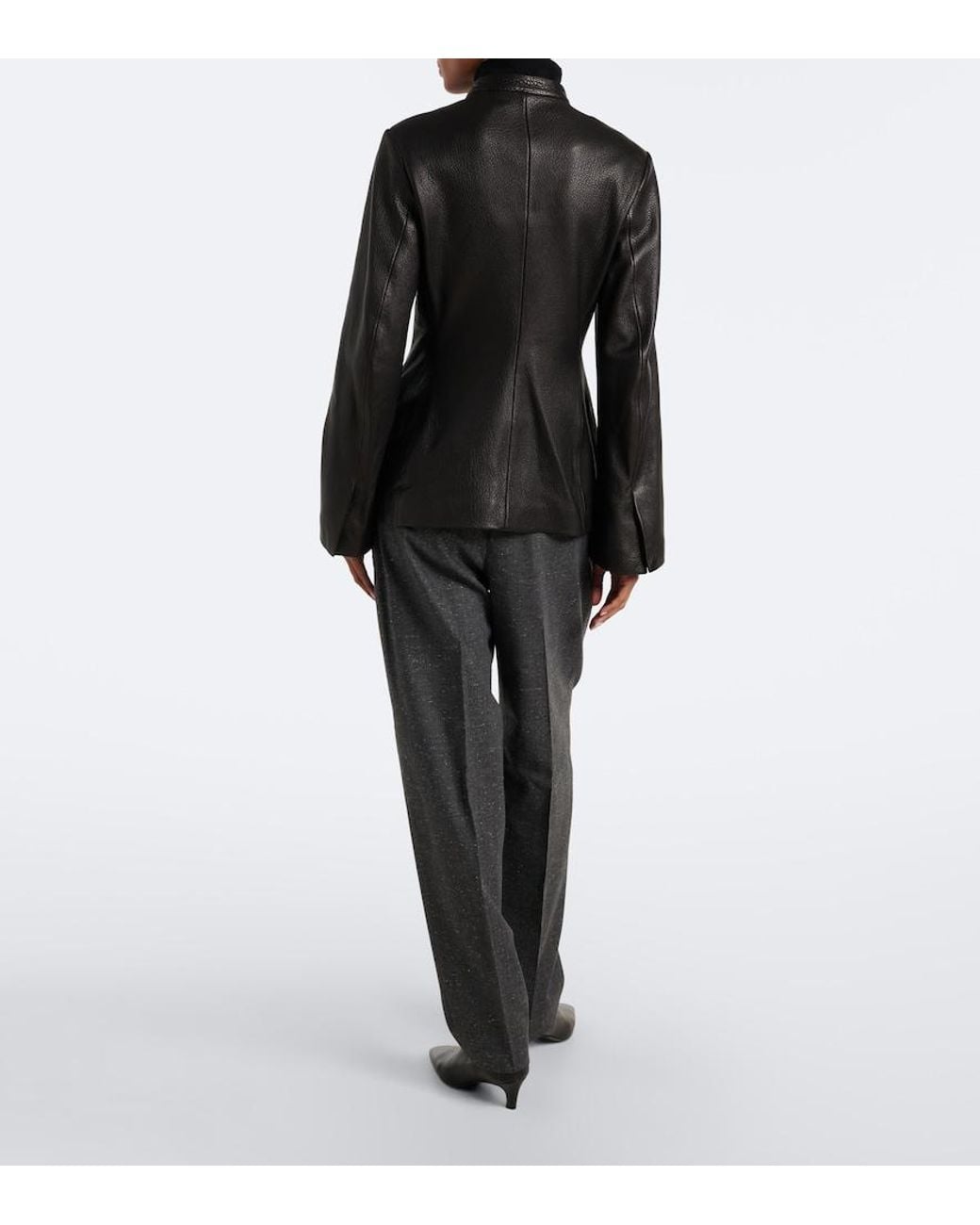 Rohe Gray Daria Pleated Wool-Blend Straight Pants