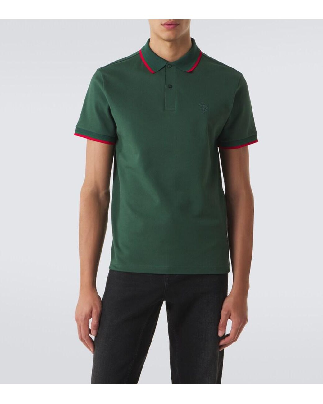 Gucci Green Cotton-Blend Pique Polo Shirt for men