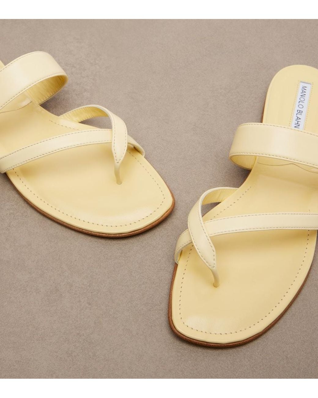 Manolo Blahnik Natural Susa Leather Sandals