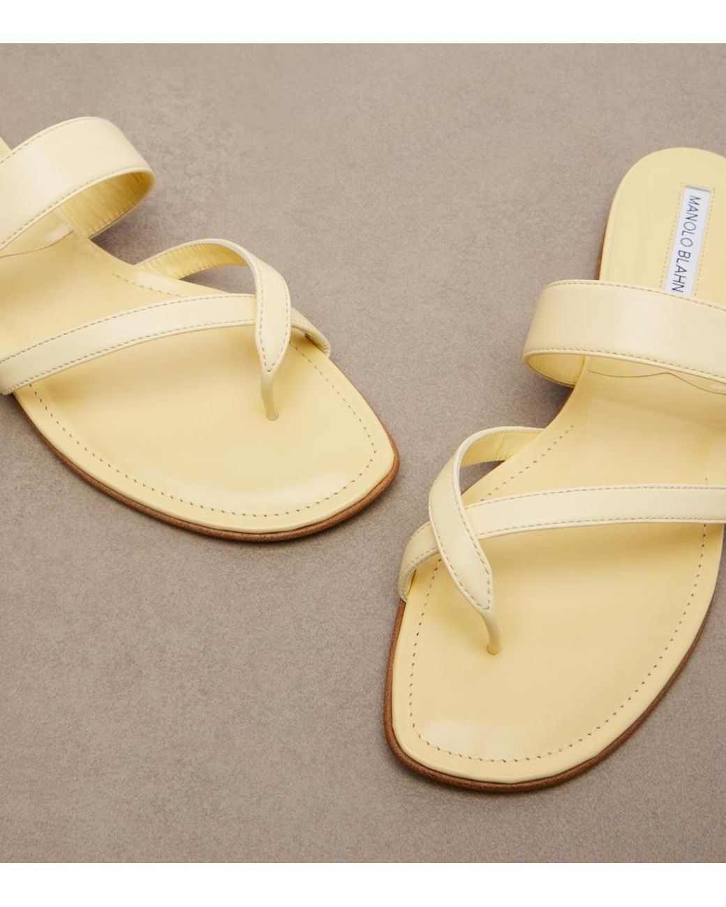 Manolo Blahnik Natural Susa Leather Sandals