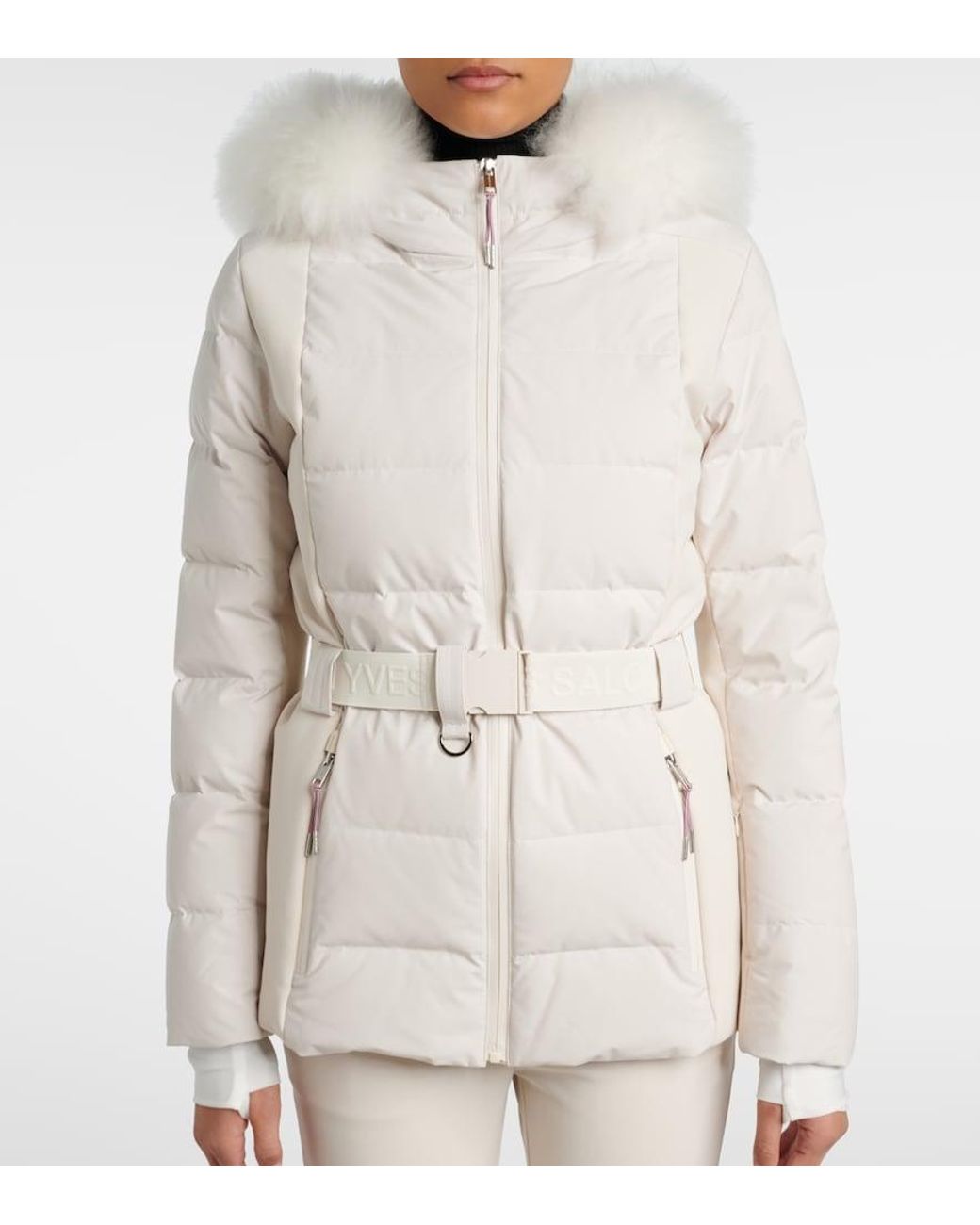 Yves Salomon White Doudoune 58Cm Down Jacket