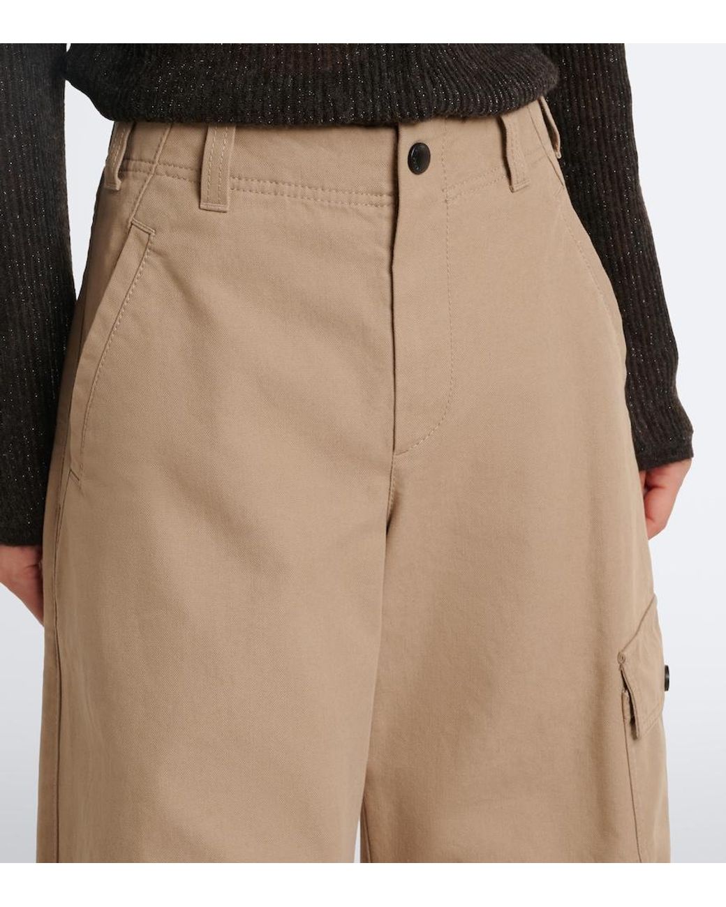 Brunello Cucinelli Natural Cotton Canvas Barrel-Leg Pants