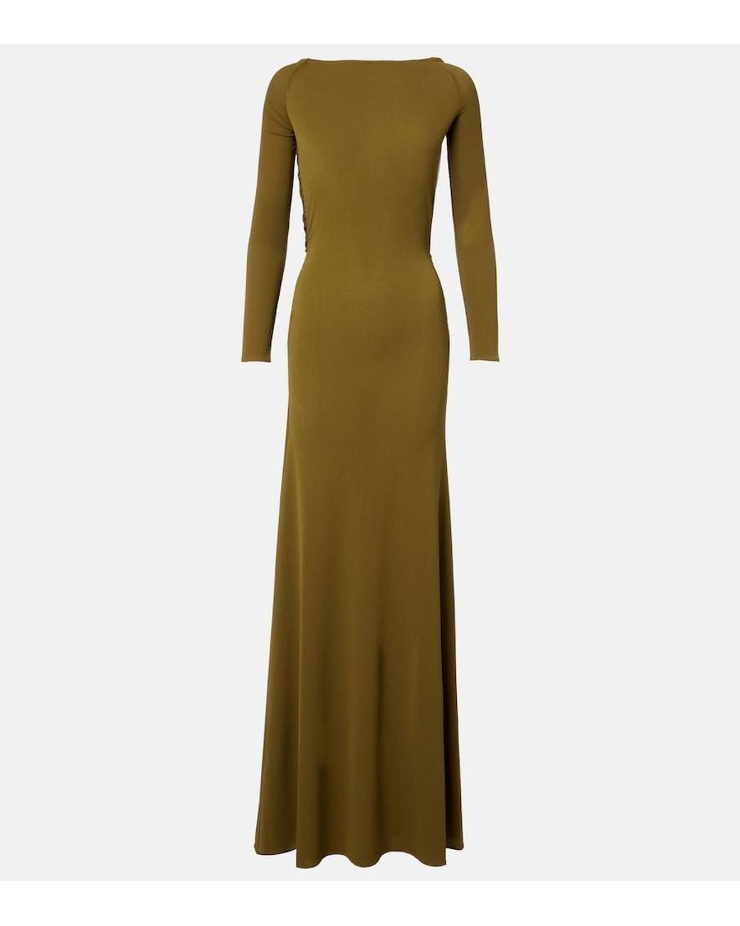Alex Perry Green Draped Open-Back Crepe Jersey Gown