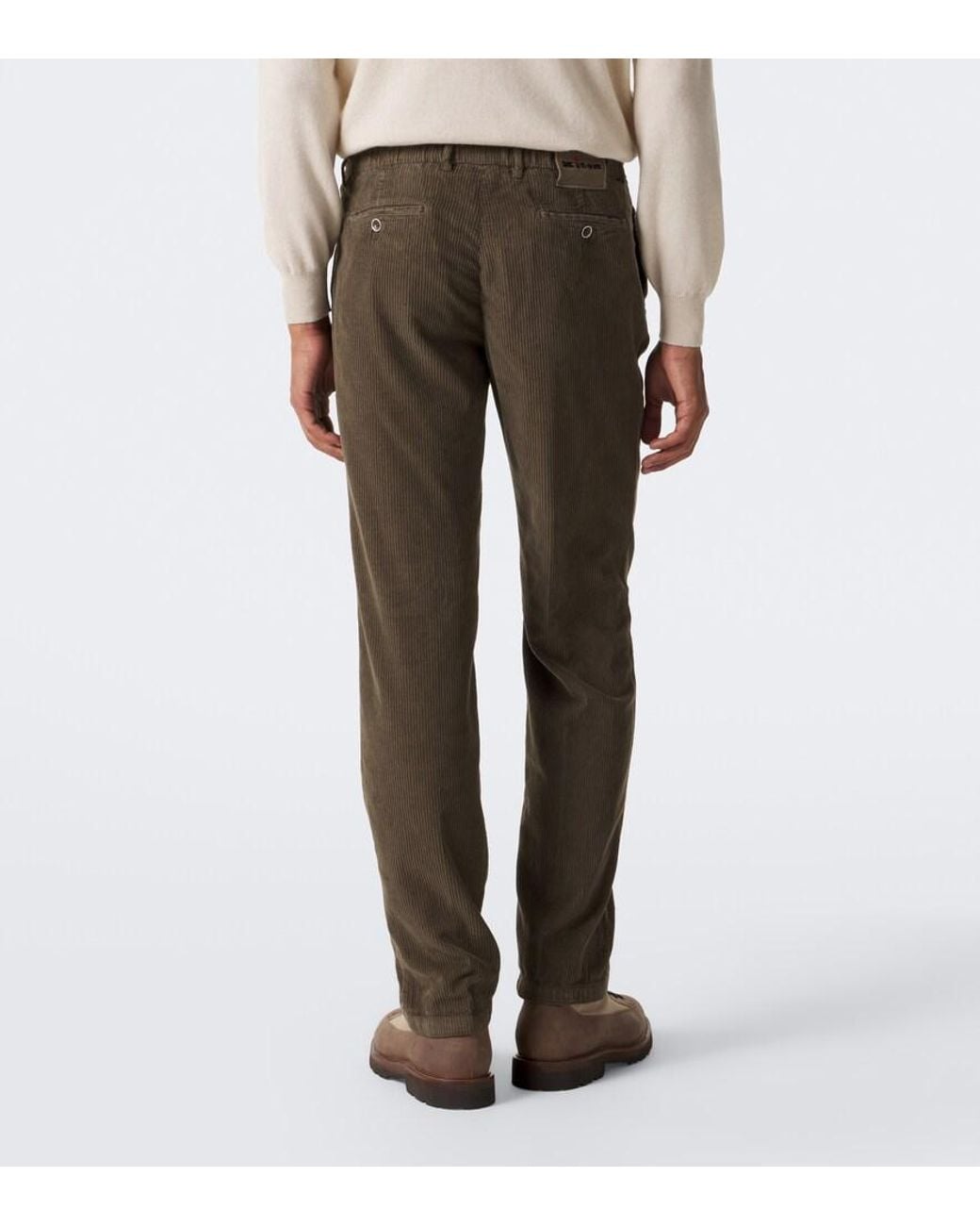 Kiton Gray Cotton Corduroy Tapered Pants for men