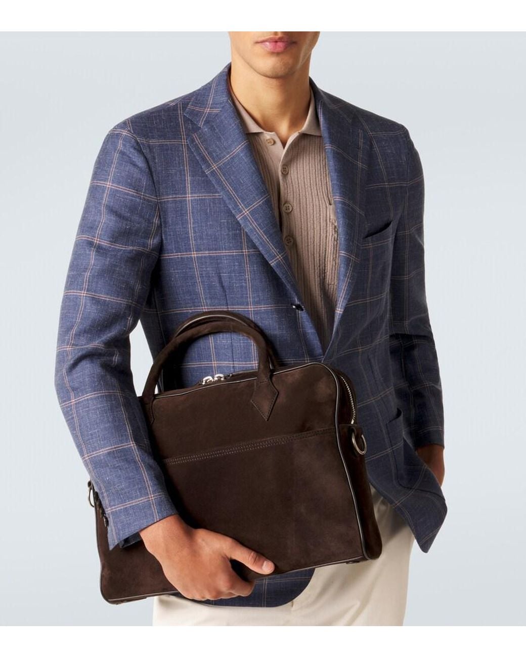 Metier Black Closer Slim Suede Briefcase for men
