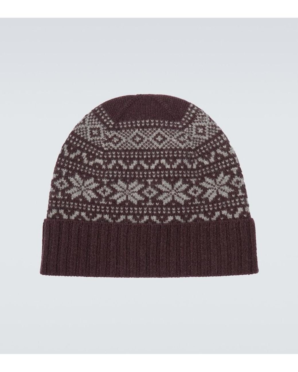 Eleventy Brown Fair Isle Intarsia Cashmere Beanie for men