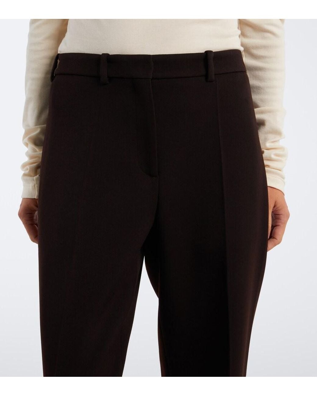 The Row Black Elmer Wool Straight Pants