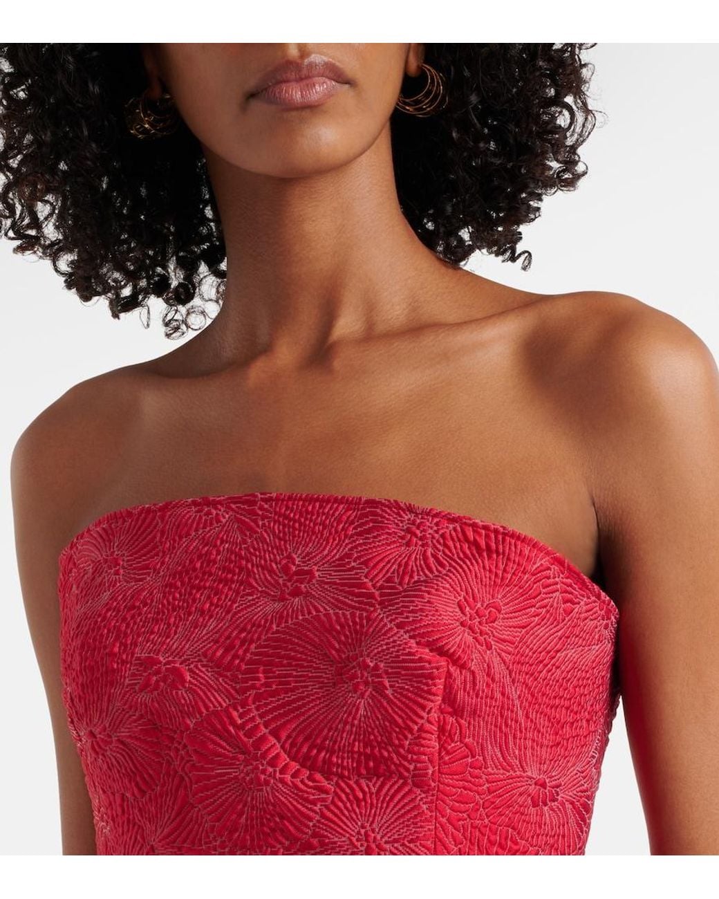 Max Mara Red Manto Off-Shoulder Maxi Dress