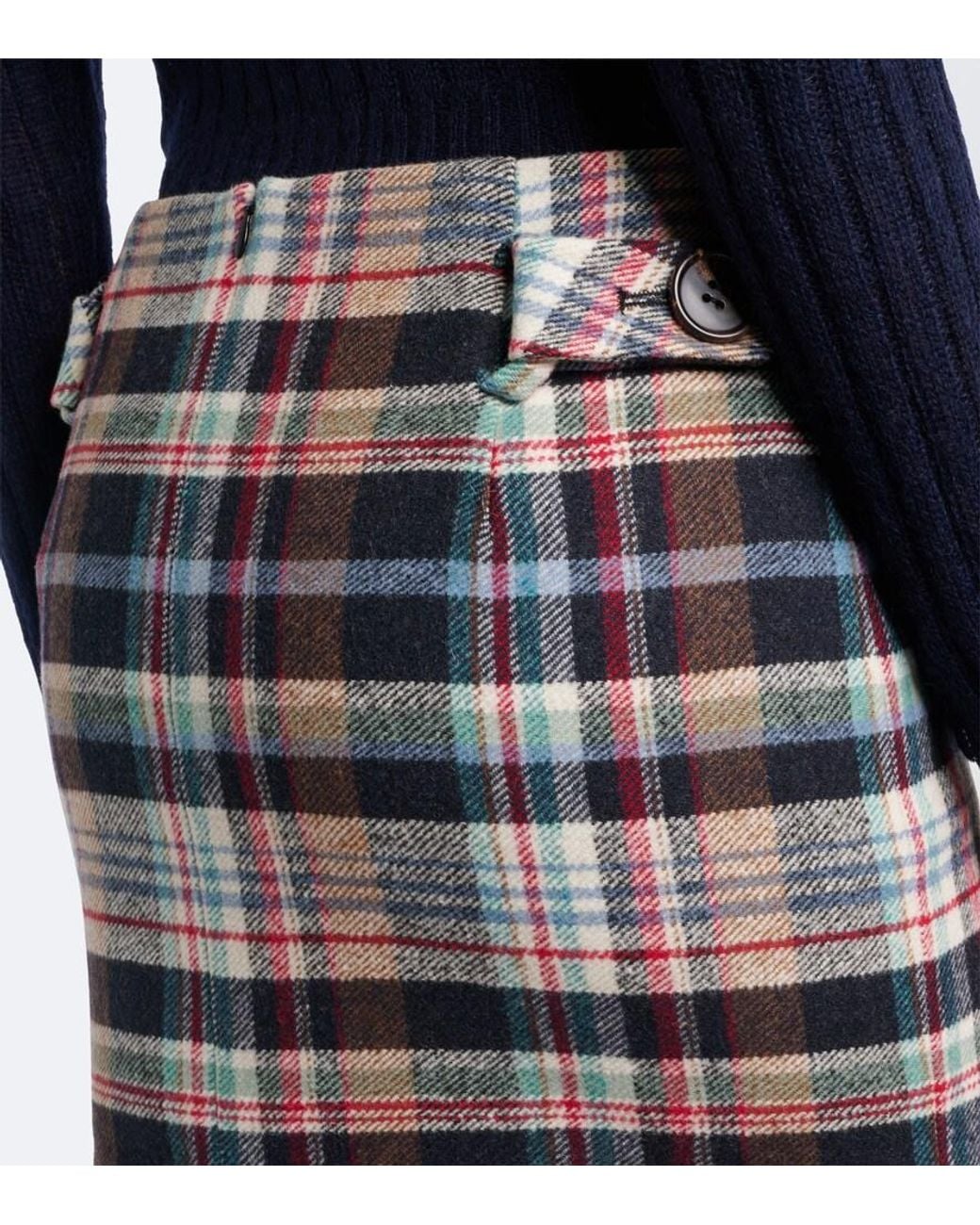 ShuShu/Tong Multicolor Checked Cotton And Wool-Blend Pencil Skirt