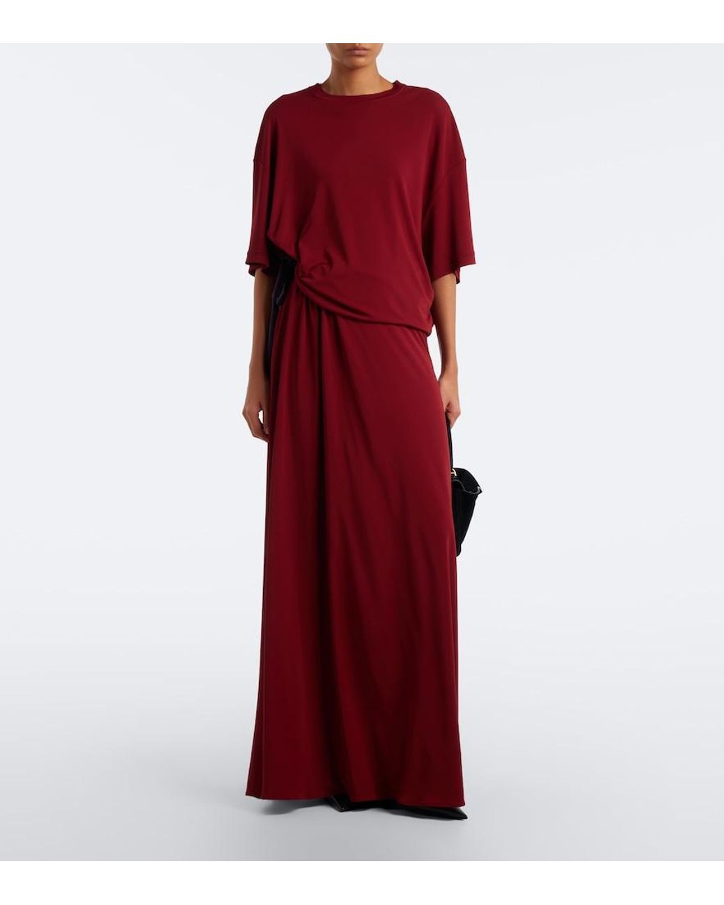Balenciaga Red Bow-Detail Jersey T-Shirt Dress