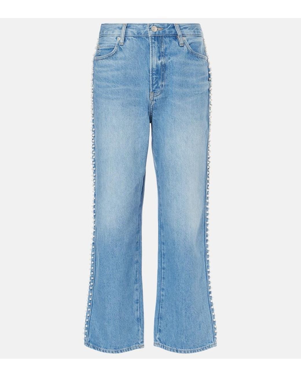 FRAME Blue Atelier Le Jane Embellished Cropped Jeans