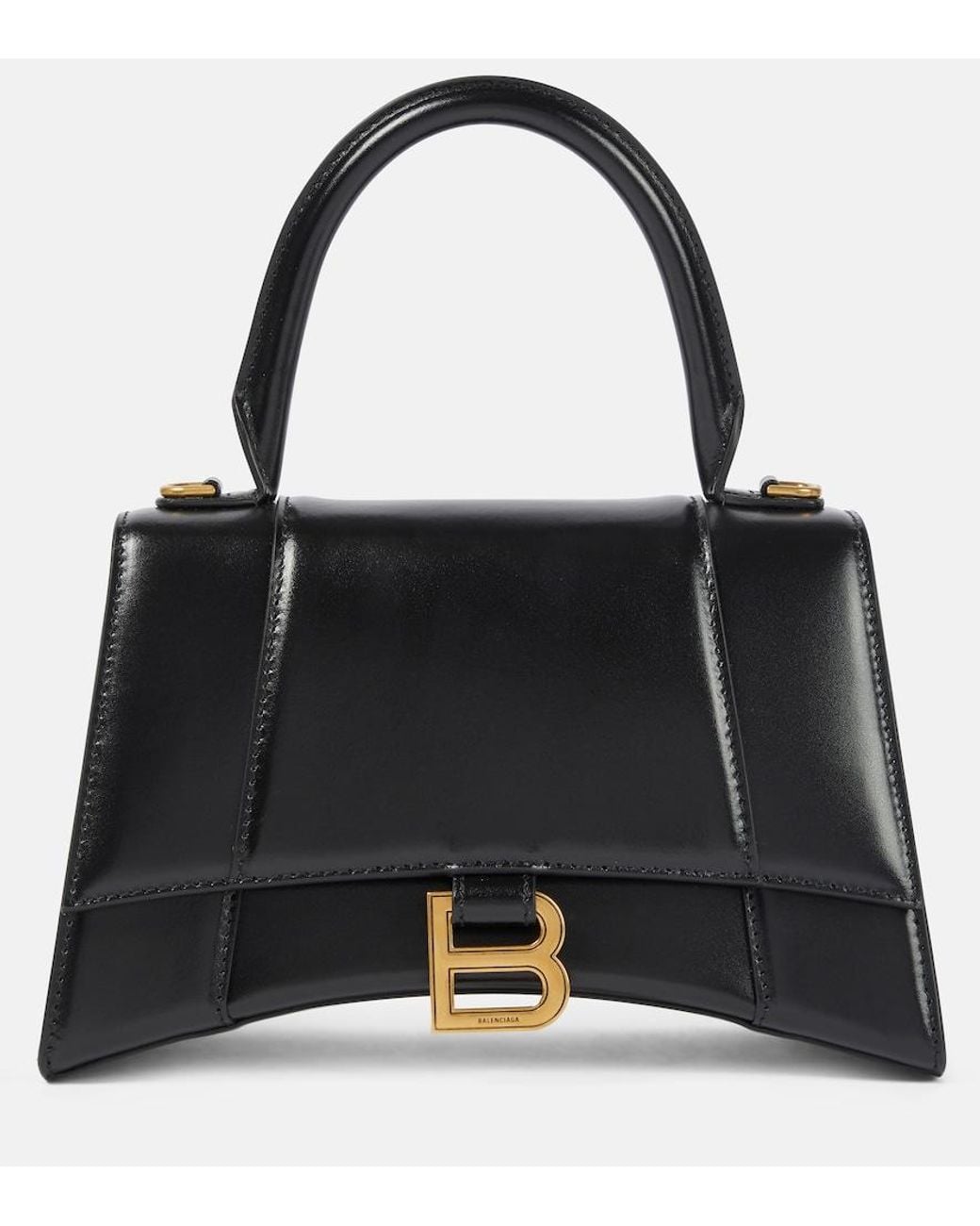 Balenciaga Black Hourglass Small Leather Top-Handle Bag