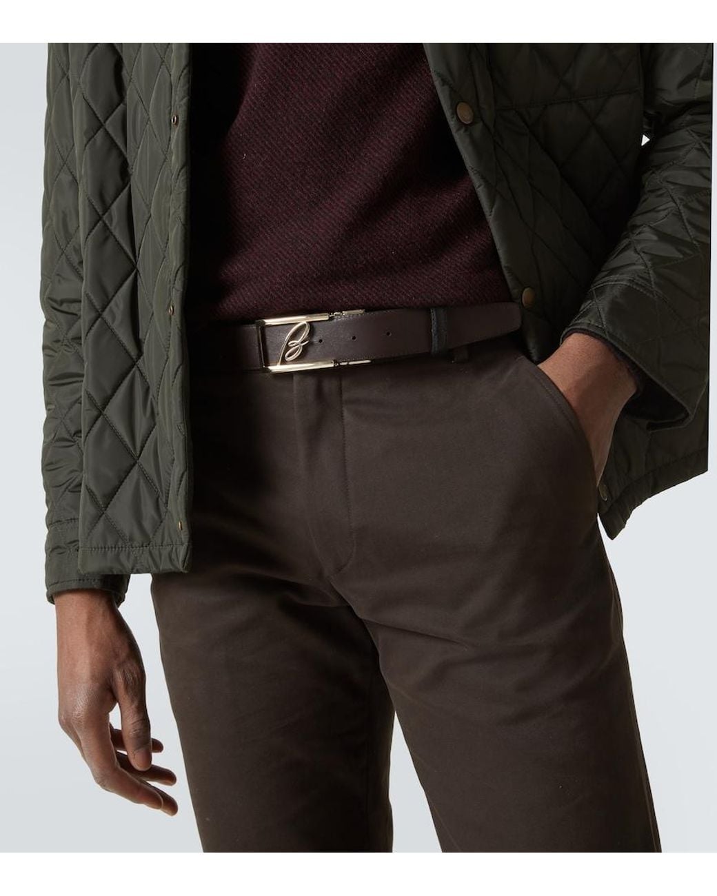 Brioni Black Logo Leather Belt for men
