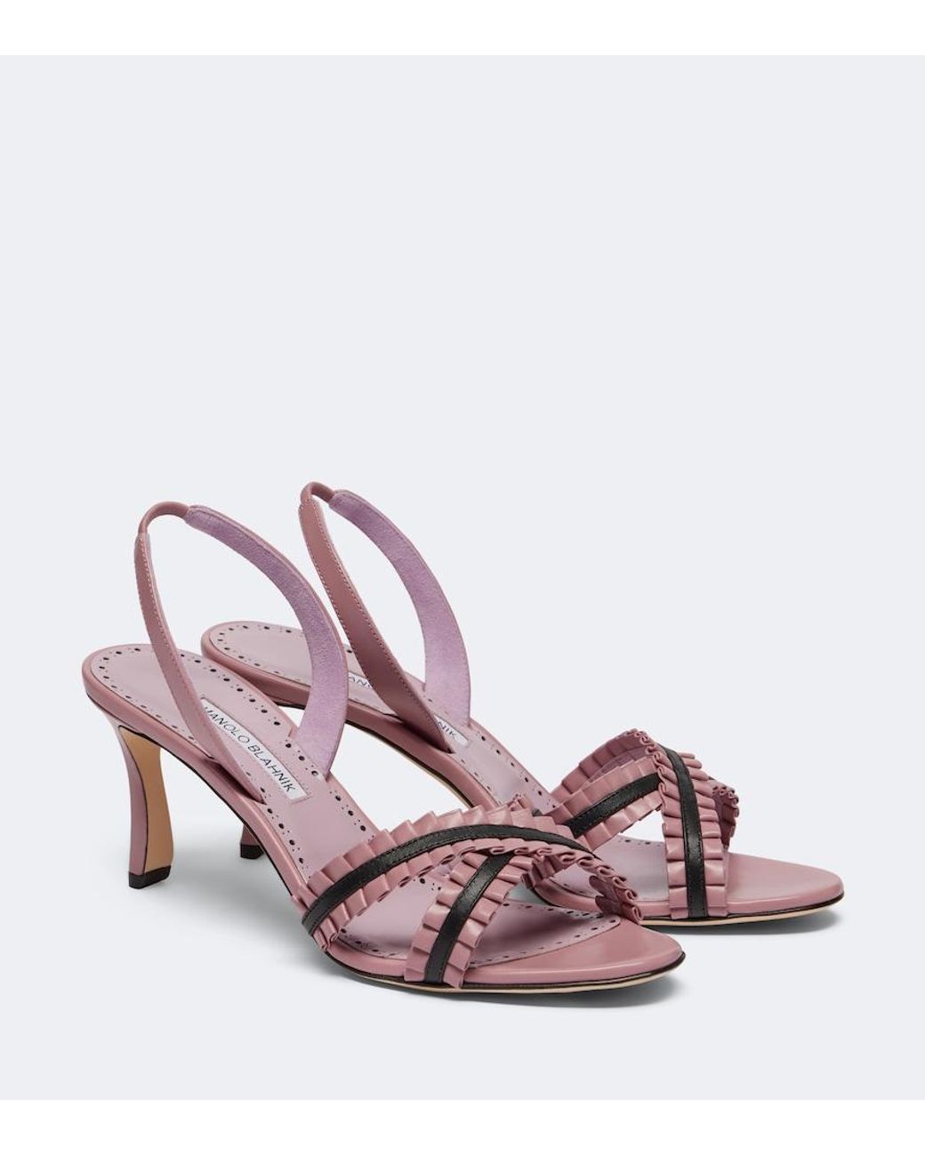 Manolo Blahnik Pink Volusan Leather Slingback Sandals
