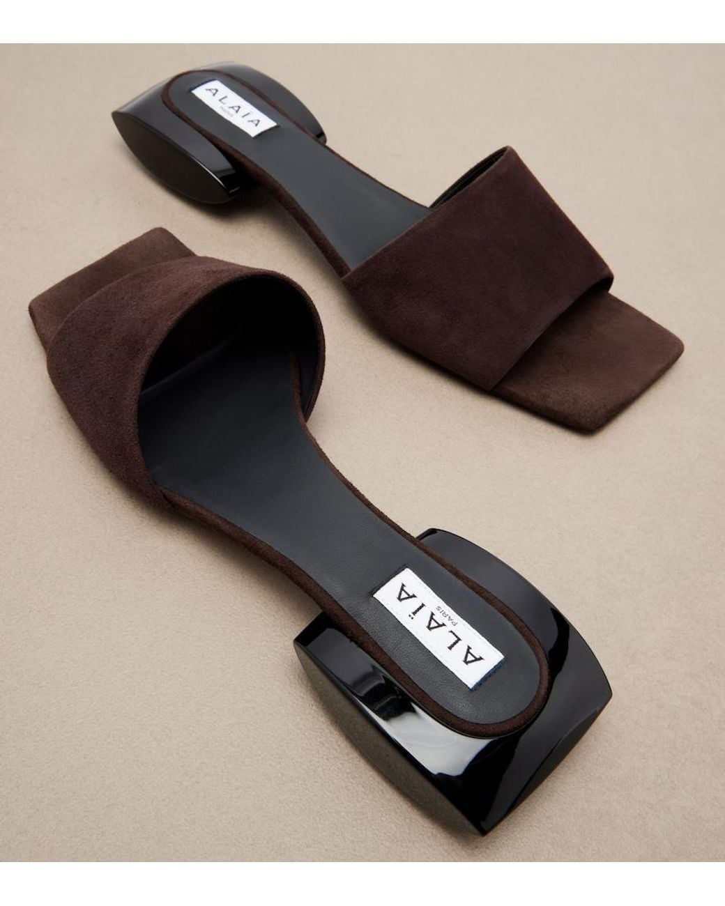 Alaïa Black Ellipse Suede Mules