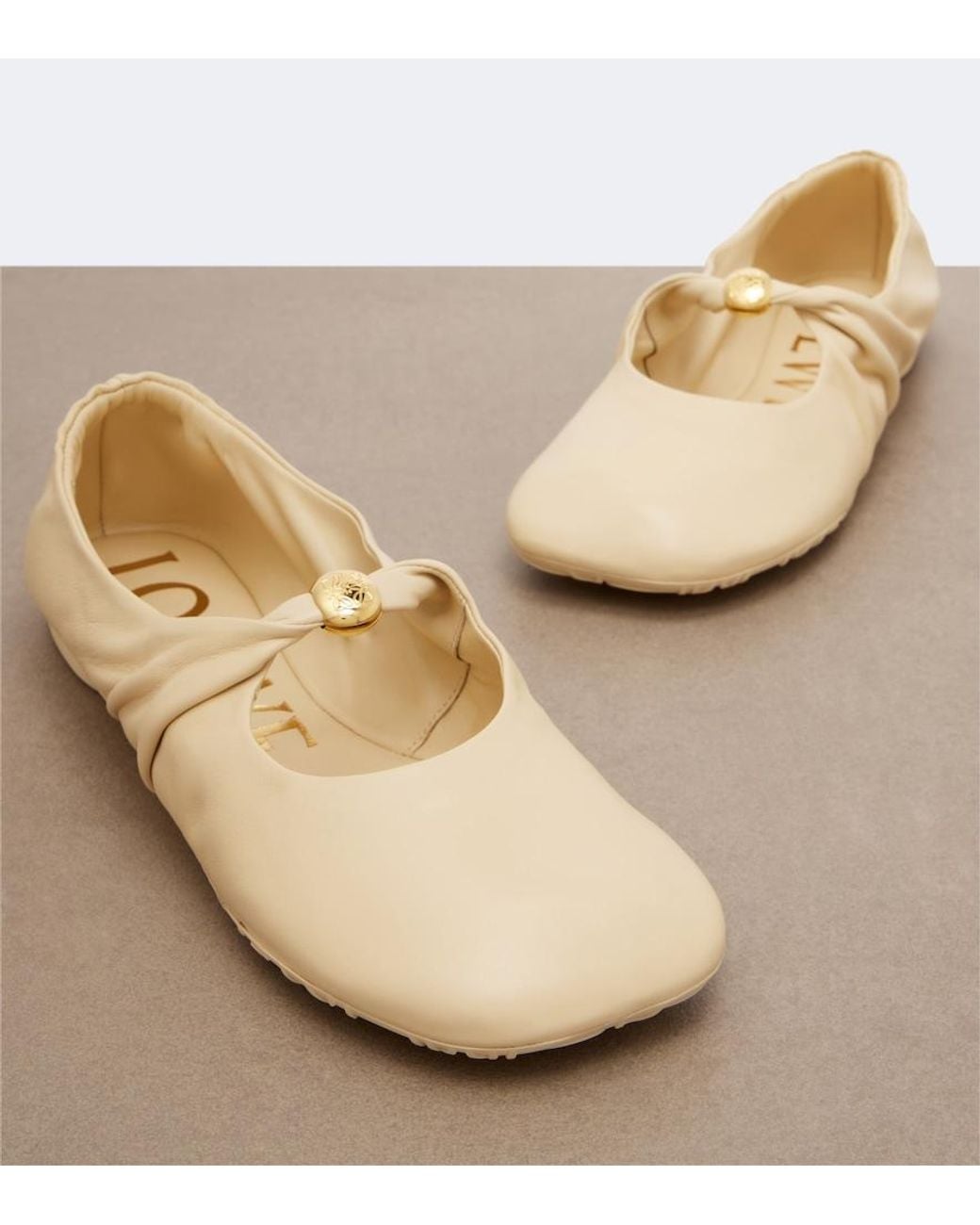 Loewe Natural Pebble Soft Leather Mary Jane Flats