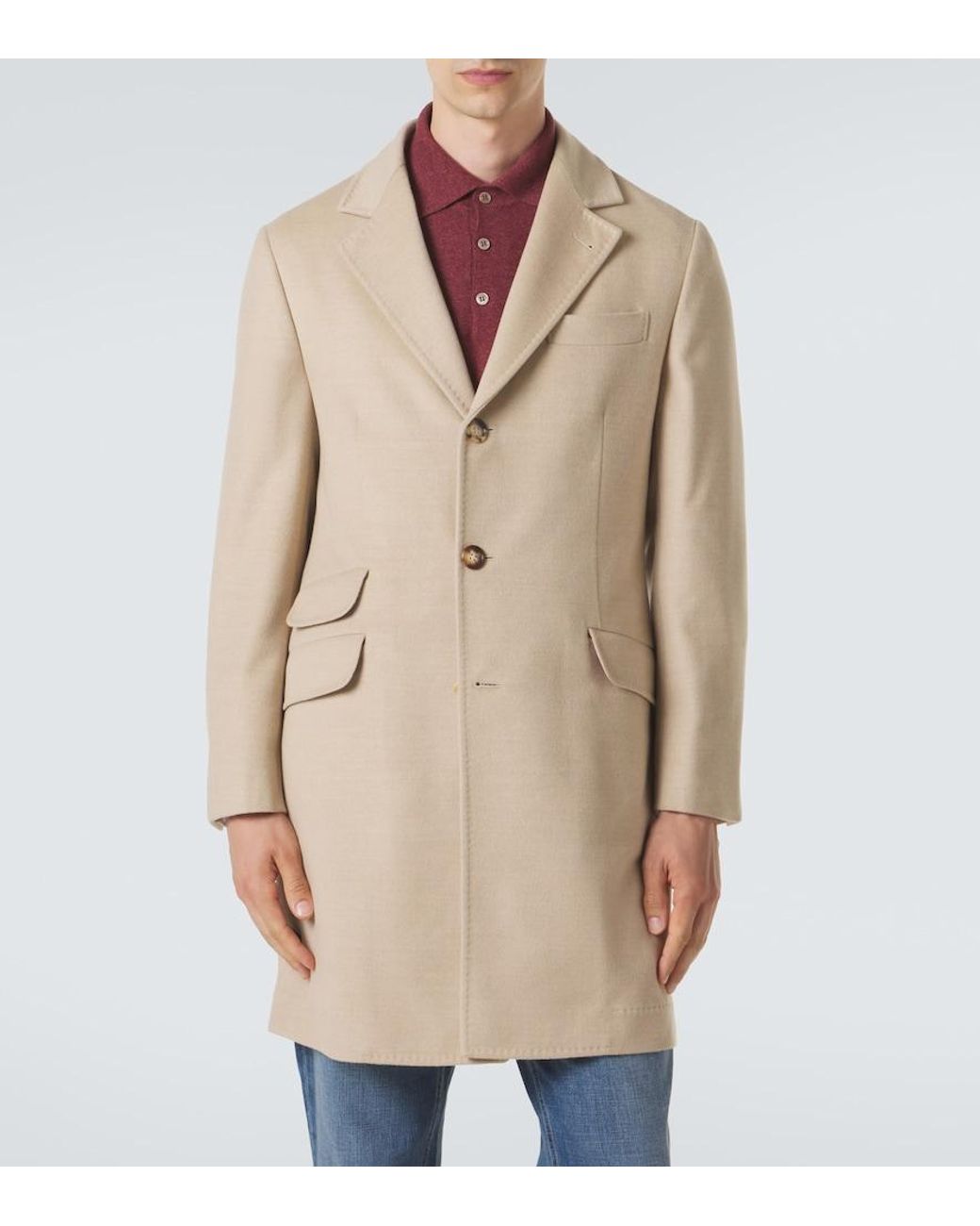 Brunello Cucinelli Natural Virgin Wool Coat for men