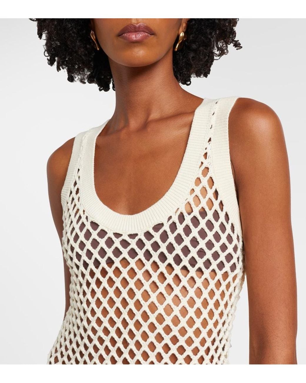 Sir White Ilaria Fringed Open-Knit Cotton Maxi Dress