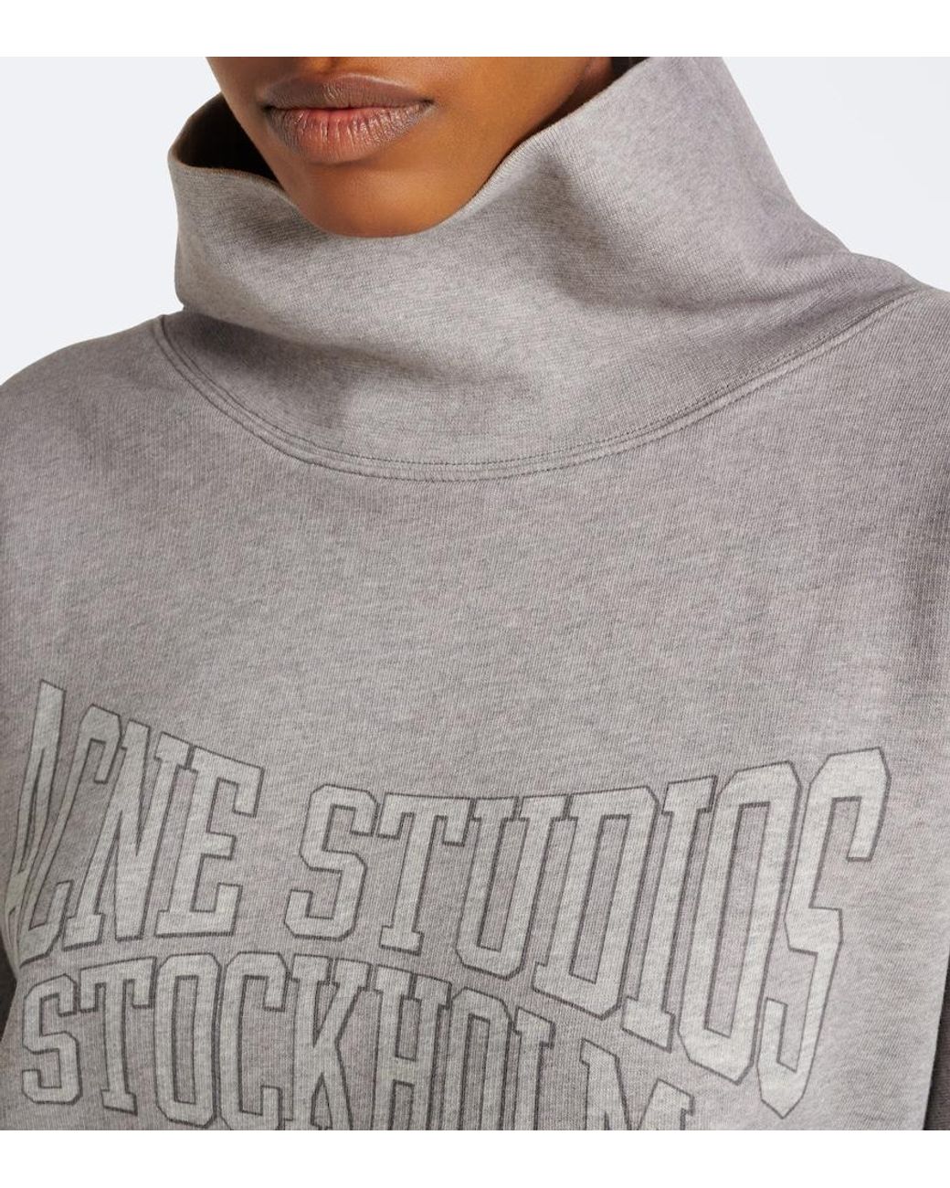 Acne Gray Logo Cotton Fleece Sweatshirt