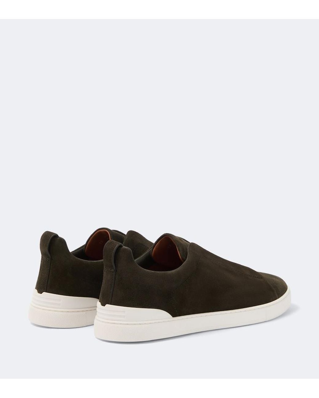 Zegna Green Triple Stitch Suede Sneakers for men