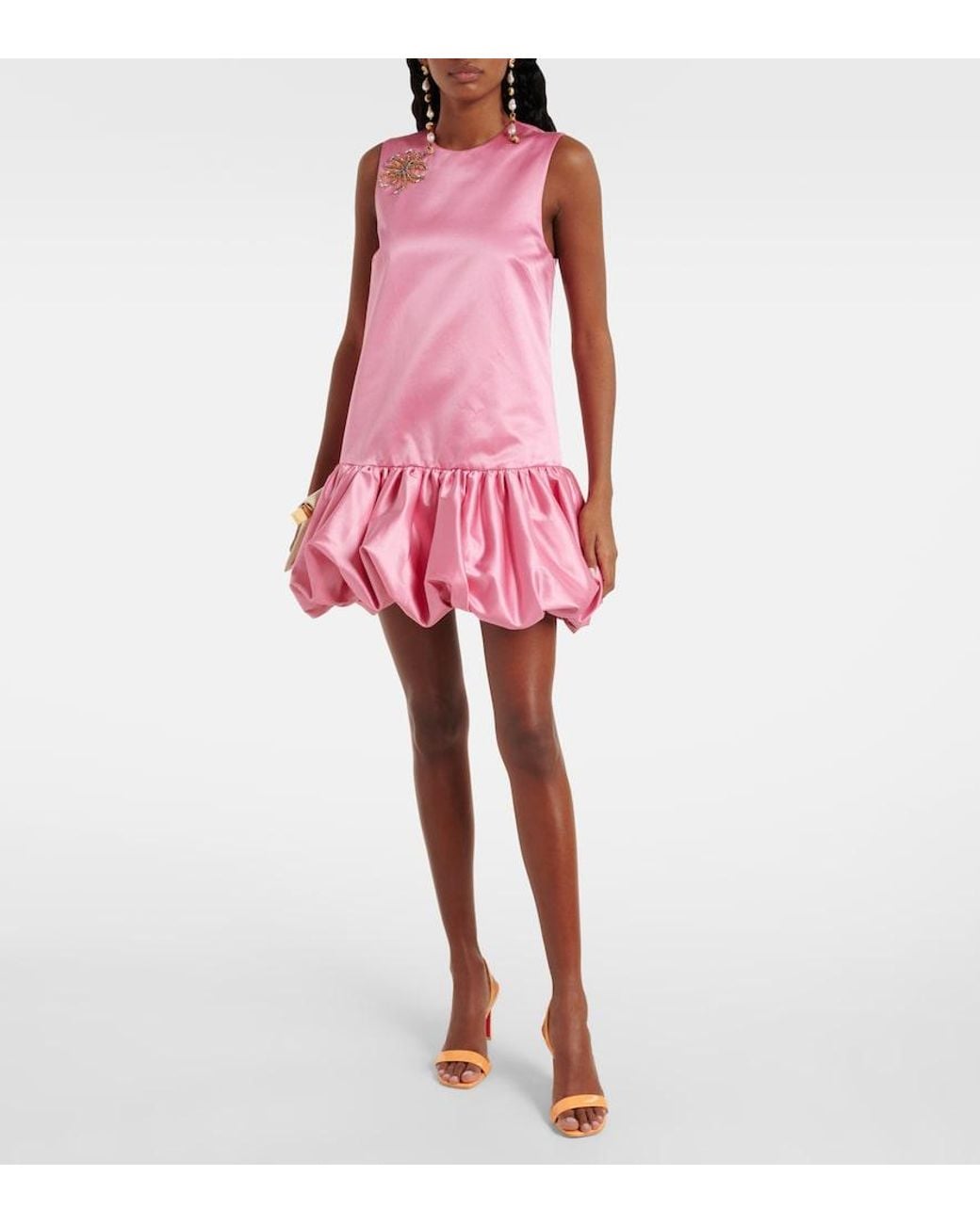 ALÉMAIS Pink Neptuna Embellished Satin Minidress
