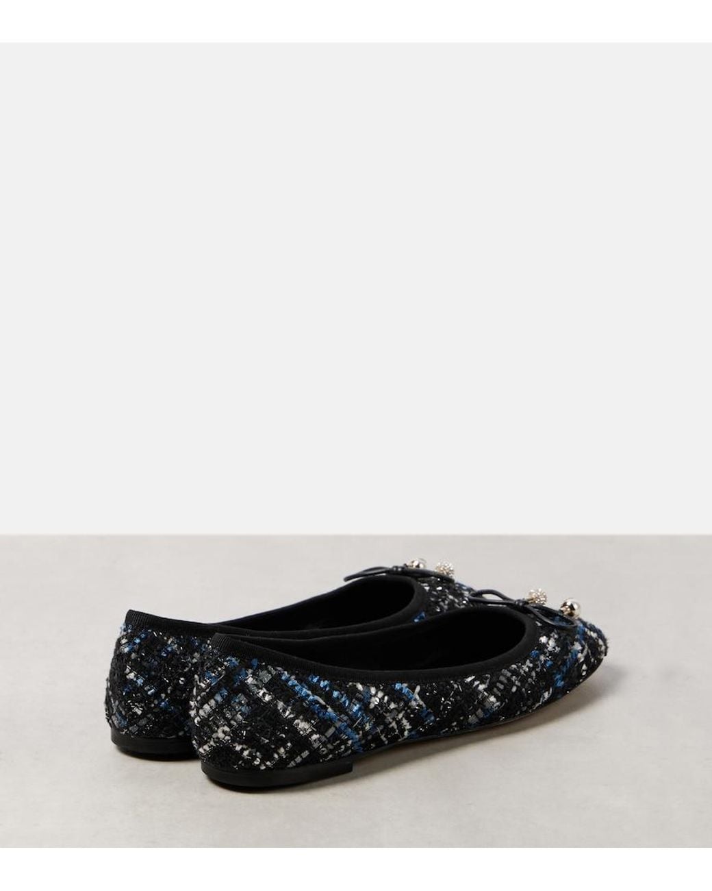 Jimmy Choo Black Elme Tweed Ballet Flats