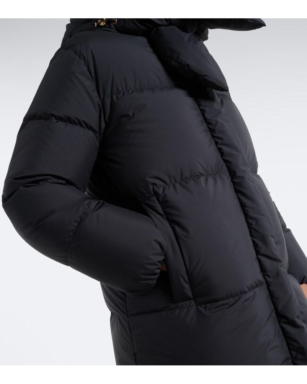 Moncler Black Ornement Tie-Neck Down Coat