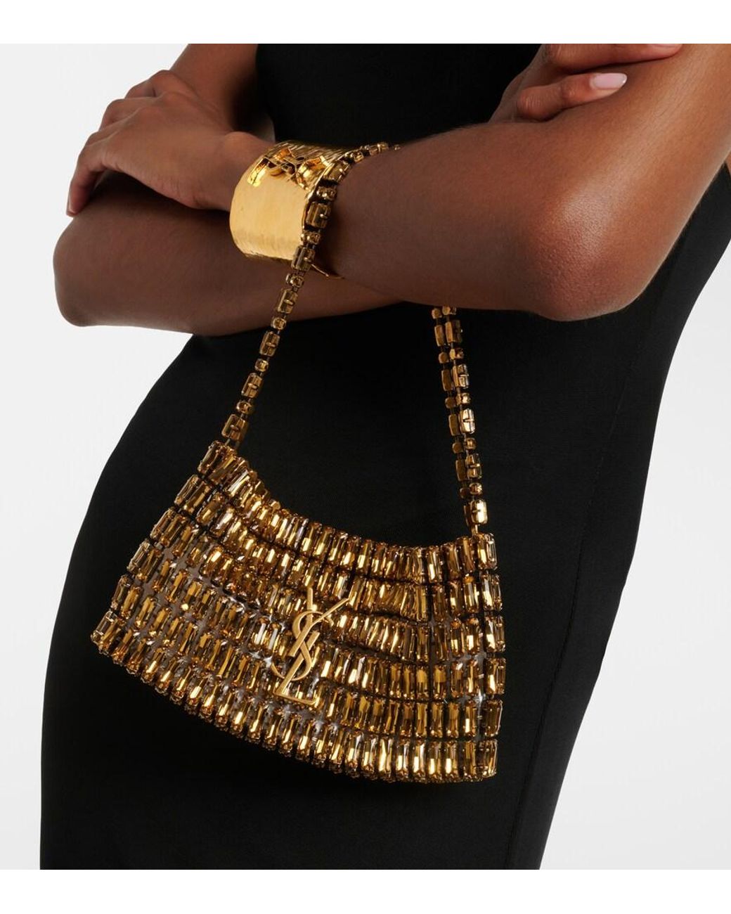 Saint Laurent Metallic Evening Embellished Shoulder Bag