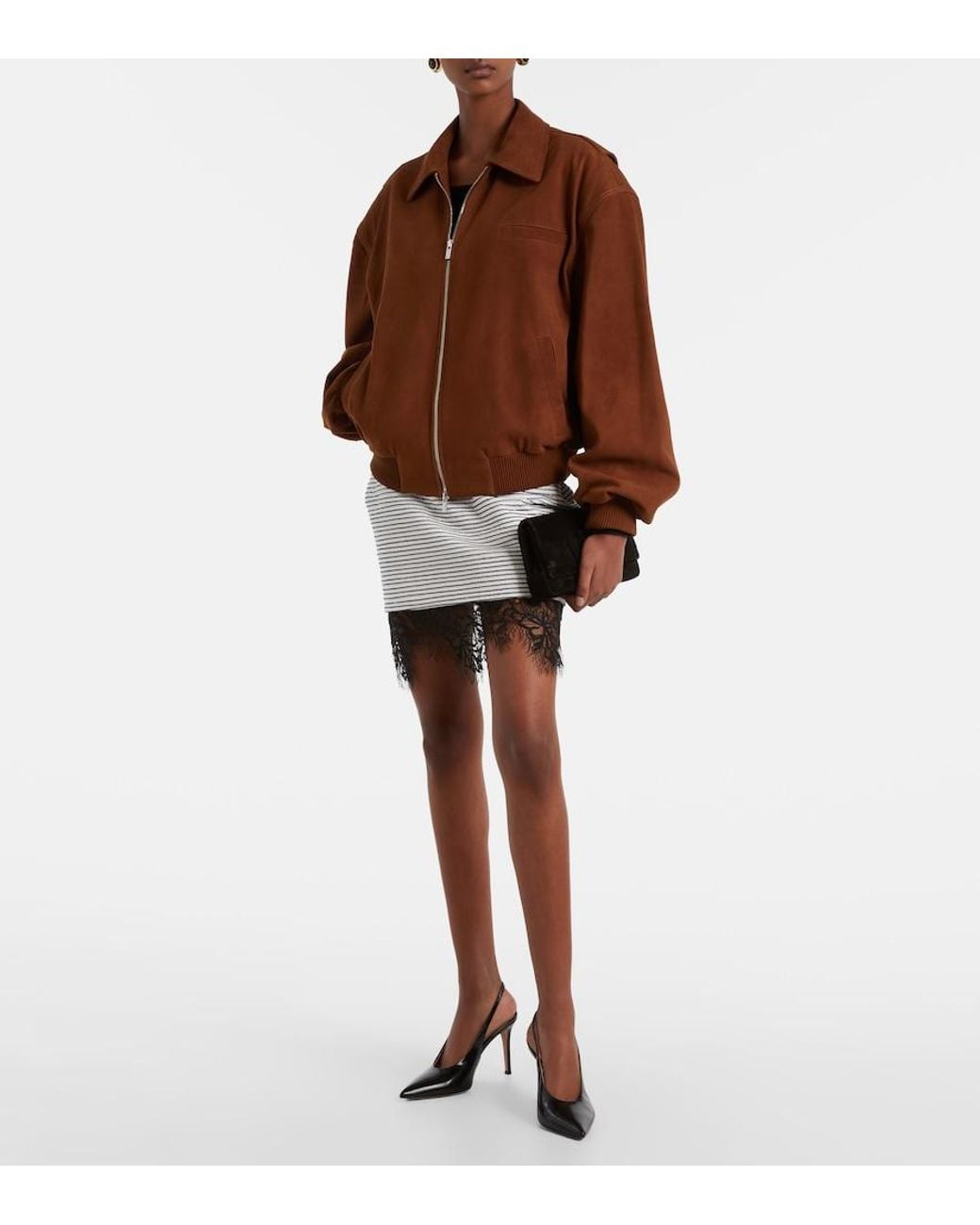 JACQUES WEI White Lace-Trimmed Sequined Cotton Miniskirt